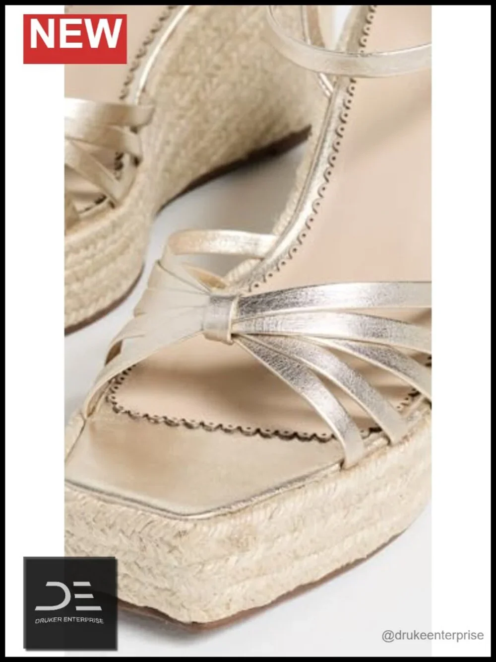 Crystal Embellished Jute Espadrille Wedge Sandals Ankle Strap Heels